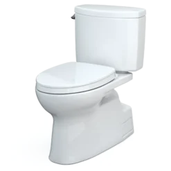 TOTO Vespin II Two-Piece Elongated 1.28 GPF Universal Height Toilet with CEFIONTECT and SS124 SoftClose Seat, WASHLET+ Ready, Cotton White, Vitreous China|Plastic, MS474124CEFG#01