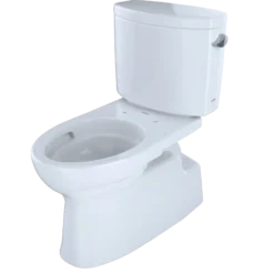 TOTO Vespin II Two-Piece Elongated 1.28 GPF Universal Height Skirted Toilet with CEFIONTECT and Right-Hand Trip Lever, Cotton White, Vitreous China, CST474CEFRG#01