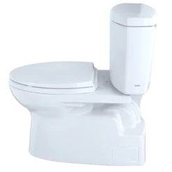 TOTO Vespin II Two-Piece Elongated 1.28 GPF Universal Height Skirted Toilet with CEFIONTECT and Right-Hand Trip Lever, Cotton White, Vitreous China, CST474CEFRG#01
