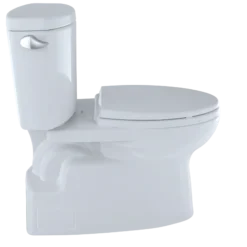 TOTO Vespin II Two-Piece Elongated 1.28 GPF Universal Height Skirted Toilet with CEFIONTECT and Right-Hand Trip Lever, Cotton White, Vitreous China, CST474CEFRG#01