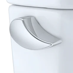 TOTO Vespin II Two-Piece Elongated 1.28 GPF Universal Height Skirted Toilet with CEFIONTECT and Right-Hand Trip Lever, Cotton White, Vitreous China, CST474CEFRG#01