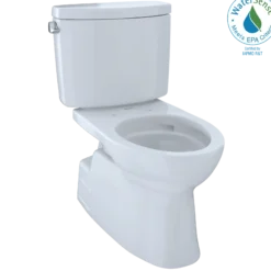 TOTO Vespin II Two-Piece Elongated 1.28 GPF Universal Height Skirted Design Toilet with CEFIONTECT, Cotton White, Vitreous China, CST474CEFG#01