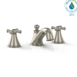 TOTO Vivian Two Cross Handle Widespread 1.2 GPM Bathroom Sink Faucet, Brushed Nickel, Brass, TL220DD12#BN