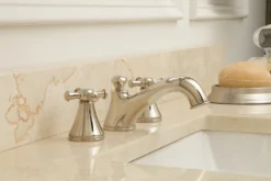 TOTO Vivian Two Cross Handle Widespread 1.2 GPM Bathroom Sink Faucet, Brushed Nickel, Brass, TL220DD12#BN