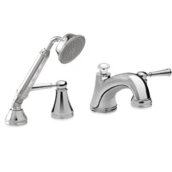 TOTO Vivian Two Handle Deck-Mount Roman Tub Filler Trim with Hand Shower, Polished Chrome, Brass, TB220S1#CP