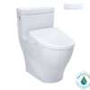 TOTO WASHLET+ Aimes One-Piece Elongated 1.28 GPF Toilet and Contemporary WASHLET S7A Contemporary Bidet Seat, Cotton White, Vitreous China|Plastic, MW6264736CEFG#01