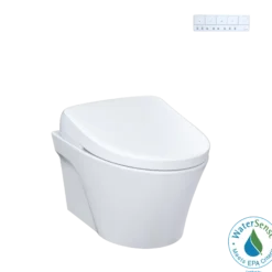 TOTO WASHLET+ AP Wall-Hung Elongated Toilet with S7A Contemporary Bidet Seat and DuoFit In-Wall 0.9 and 1.28 GPF Auto Dual-Flush Tank System, Matte Silver, Vitreous China|Plastic, CWT4264736CMFGA#MS