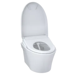 TOTO WASHLET+ AP Wall-Hung Elongated Toilet with S7A Contemporary Bidet Seat and DuoFit In-Wall 0.9 and 1.28 GPF Auto Dual-Flush Tank System, Matte Silver, Vitreous China|Plastic, CWT4264736CMFGA#MS