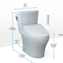 TOTO WASHLET+ Aquia IV Arc Two-Piece Elongated Dual Flush 1.28 and 0.9 GPF Toilet with C5 Bidet Seat, Cotton White, Vitreous China|Plastic, MW4483084CEMFGN#01