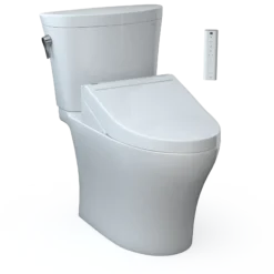 TOTO WASHLET+ Aquia IV Arc Two-Piece Elongated Dual Flush 1.28 and 0.9 GPF Toilet with C5 Bidet Seat, Cotton White, Vitreous China|Plastic, MW4483084CEMFGN#01
