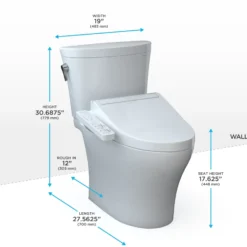 TOTO WASHLET+ Aquia IV Arc Two-Piece Elongated Dual Flush 1.28 and 0.9 GPF Toilet with C2 Bidet Seat, Cotton White, Vitreous China|Plastic, MW4483074CEMFGN#01