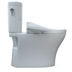 TOTO WASHLET+ Aquia IV Arc Two-Piece Elongated Dual Flush 1.28 and 0.9 GPF Toilet with C2 Bidet Seat, Cotton White, Vitreous China|Plastic, MW4483074CEMFGN#01