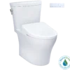 TOTO WASHLET+ Aquia IV Arc Two-Piece Elongated Dual Flush 1.28 and 0.9 GPF Toilet with S7A Contemporary Bidet Seat, Cotton White, Vitreous China|Plastic, MW4484736CEMFGN#01