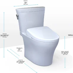 TOTO WASHLET+ Aquia IV Arc Two-Piece Elongated Dual Flush 1.28 and 0.9 GPF Toilet with S7A Contemporary Bidet Seat, Cotton White, Vitreous China|Plastic, MW4484736CEMFGN#01