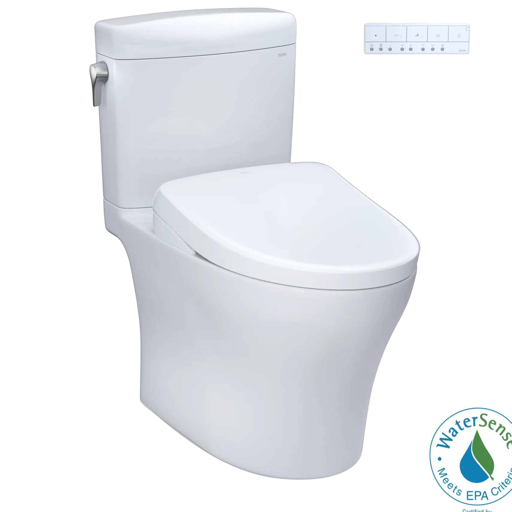 TOTO WASHLET+ Aquia IV Cube Two-Piece Elongated Dual Flush 1.28 and 0.9 GPF Toilet with Auto Flush S7 Contemporary Bidet Seat, Cotton White, Vitreous China|Plastic, MW4364726CEMFGNA#01