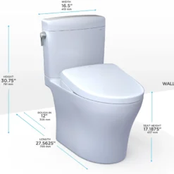 TOTO WASHLET+ Aquia IV Cube Two-Piece Elongated Dual Flush 1.28 and 0.9 GPF Toilet with Auto Flush S7 Contemporary Bidet Seat, Cotton White, Vitreous China|Plastic, MW4364726CEMFGNA#01
