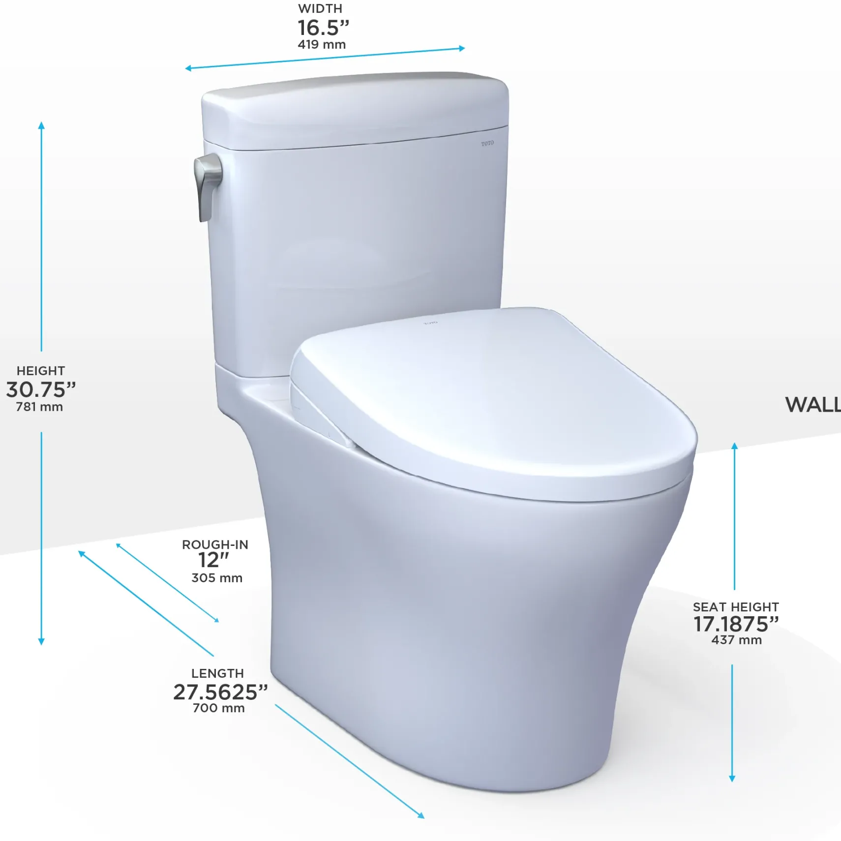 TOTO WASHLET+ Aquia IV Cube Two-Piece Elongated Dual Flush 1.28 and 0.9 GPF Toilet with Auto Flush S7 Contemporary Bidet Seat, Cotton White, Vitreous China|Plastic, MW4364726CEMFGNA#01