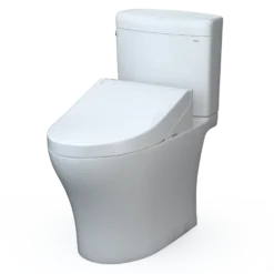 TOTO WASHLET+ Aquia IV Cube Two-Piece Elongated Dual Flush 1.28 and 0.9 GPF Toilet with C5 Bidet Seat, Cotton White, Vitreous China|Plastic, MW4363084CEMFGN#01
