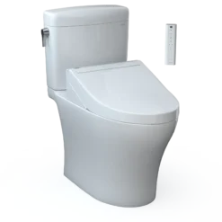 TOTO WASHLET+ Aquia IV Cube Two-Piece Elongated Dual Flush 1.28 and 0.9 GPF Toilet with C5 Bidet Seat, Cotton White, Vitreous China|Plastic, MW4363084CEMFGN#01