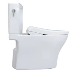 TOTO WASHLET+ Aquia IV Cube Two-Piece Elongated Dual Flush 1.28 and 0.9 GPF Toilet with S7 Contemporary Bidet Seat, Cotton White, Vitreous China|Plastic, MW4364726CEMFGN#01