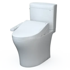 TOTO WASHLET+ Aquia IV Cube Two-Piece Elongated Dual Flush 1.28 and 0.9 GPF Toilet with C2 Bidet Seat, Cotton White, Vitreous China|Plastic, MW4363074CEMFGN#01