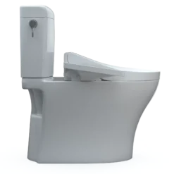 TOTO WASHLET+ Aquia IV Cube Two-Piece Elongated Dual Flush 1.28 and 0.9 GPF Toilet with C2 Bidet Seat, Cotton White, Vitreous China|Plastic, MW4363074CEMFGN#01