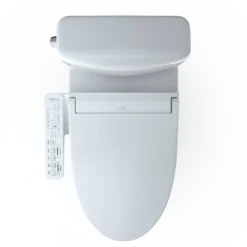 TOTO WASHLET+ Aquia IV Cube Two-Piece Elongated Dual Flush 1.28 and 0.9 GPF Toilet with C2 Bidet Seat, Cotton White, Vitreous China|Plastic, MW4363074CEMFGN#01