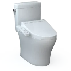 TOTO WASHLET+ Aquia IV Cube Two-Piece Elongated Dual Flush 1.28 and 0.9 GPF Toilet with C2 Bidet Seat, Cotton White, Vitreous China|Plastic, MW4363074CEMFGN#01