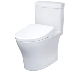 TOTO WASHLET+ Aquia IV Cube Two-Piece Elongated Dual Flush 1.28 and 0.9 GPF Toilet with Auto Flush S7A Contemporary Bidet Seat, Cotton White, Vitreous China|Plastic, MW4364736CEMFGNA#01