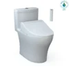 TOTO WASHLET+ Aquia IV One-Piece Elongated Dual Flush 1.28 and 0.9 GPF Toilet and WASHLET C5 Bidet Seat, Cotton White- Vitreous China|Plastic, MW6463084CEMFGN#01