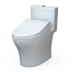 TOTO WASHLET+ Aquia IV One-Piece Elongated Dual Flush 1.28 and 0.9 GPF Toilet and WASHLET C5 Bidet Seat, Cotton White- Vitreous China|Plastic, MW6463084CEMFGN#01