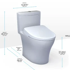 TOTO WASHLET+ Aquia IV One-Piece Elongated Dual Flush 1.28 and 0.9 GPF Toilet with S7 Contemporary Electric Bidet Seat, Cotton White, Vitreous China|Plastic, MW6464726CEMFGN#01