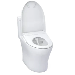 TOTO WASHLET+ Aquia IV One-Piece Elongated Dual Flush 1.28 and 0.9 GPF Toilet with S7 Contemporary Electric Bidet Seat, Cotton White, Vitreous China|Plastic, MW6464726CEMFGN#01