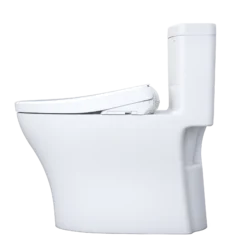 TOTO WASHLET+ Aquia IV One-Piece Elongated Dual Flush 1.28 and 0.9 GPF Toilet with S7 Contemporary Electric Bidet Seat, Cotton White, Vitreous China|Plastic, MW6464726CEMFGN#01