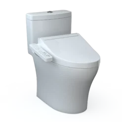TOTO WASHLET+ Aquia IV One-Piece Elongated Dual Flush 1.28 and 0.9 GPF Toilet and WASHLET C2 Bidet Seat, Cotton White, Vitreous China|Plastic, MW6463074CEMFGN#01