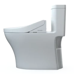 TOTO WASHLET+ Aquia IV One-Piece Elongated Dual Flush 1.28 and 0.9 GPF Toilet and WASHLET C2 Bidet Seat, Cotton White, Vitreous China|Plastic, MW6463074CEMFGN#01