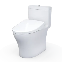 TOTO WASHLET+ Aquia IV One-Piece Elongated Dual Flush 1.28 and 0.9 GPF Toilet with Auto Flush S7 Contemporary Bidet Seat, Cotton White, Vitreous China|Plastic, MW6464726CEMFGNA#01