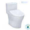 TOTO WASHLET+ Aquia IV One-Piece Elongated Dual Flush 1.28 and 0.9 GPF Toilet with S7A Contemporary Electric Bidet Seat, Cotton White, Vitreous China|Plastic, MW6464736CEMFGN#01