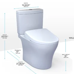 TOTO WASHLET+ Aquia IV Two-Piece Elongated Dual Flush 1.28 and 0.9 GPF Toilet with Auto Flush S7 Contemporary Bidet Seat, Cotton White, Vitreous China|Plastic, MW4464726CEMGNA#01