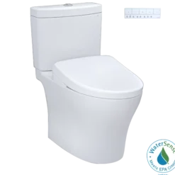 TOTO WASHLET+ Aquia IV Two-Piece Elongated Dual Flush 1.28 and 0.9 GPF Toilet with Auto Flush S7 Contemporary Bidet Seat, Cotton White, Vitreous China|Plastic, MW4464726CEMFGNA#01