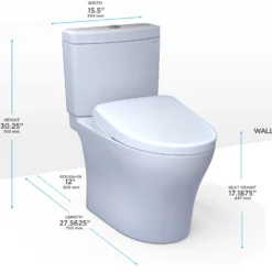 TOTO WASHLET+ Aquia IV Two-Piece Elongated Dual Flush 1.28 and 0.9 GPF Toilet with Auto Flush S7 Contemporary Bidet Seat, Cotton White, Vitreous China|Plastic, MW4464726CEMFGNA#01