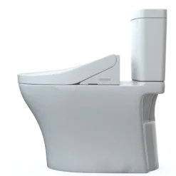 TOTO WASHLET+ Aquia IV Two-Piece Elongated Universal Height Dual Flush 1.28 and 0.9 GPF Toilet and WASHLET C2 Bidet Seat, Cotton White, Vitreous China|Plastic, MW4463074CEMFGN#01