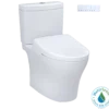 TOTO WASHLET+ Aquia IV Two-Piece Elongated Dual Flush 1.28 and 0.9 GPF Toilet with Auto Flush S7A Contemporary Bidet Seat, Cotton White, Vitreous China|Plastic, MW4464736CEMFGNA#01