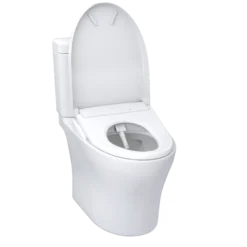 TOTO WASHLET+ Aquia IV Two-Piece Elongated Dual Flush 1.28 and 0.9 GPF Toilet with Auto Flush S7A Contemporary Bidet Seat, Cotton White, Vitreous China|Plastic, MW4464736CEMFGNA#01