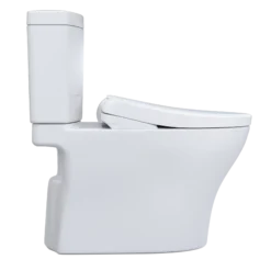 TOTO WASHLET+ Aquia IV Two-Piece Elongated Dual Flush 1.28 and 0.9 GPF Toilet with Auto Flush S7A Contemporary Bidet Seat, Cotton White, Vitreous China|Plastic, MW4464736CEMFGNA#01