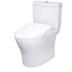TOTO WASHLET+ Aquia IV Two-Piece Elongated Dual Flush 1.28 and 0.9 GPF Toilet with Auto Flush S7A Contemporary Bidet Seat, Cotton White, Vitreous China|Plastic, MW4464736CEMFGNA#01