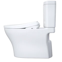 TOTO WASHLET+ Aquia IV Two-Piece Elongated Dual Flush 1.28 and 0.9 GPF Toilet with Auto Flush S7A Contemporary Bidet Seat, Cotton White, Vitreous China|Plastic, MW4464736CEMFGNA#01