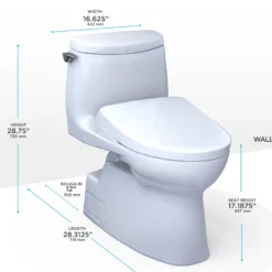 TOTO WASHLET+ Carlyle II 1G One-Piece Elongated 1.0 GPF Toilet with Auto Flush WASHLET+ S7A Contemporary Bidet Seat, Cotton White, Vitreous China|Plastic, MW6144736CUFGA#01