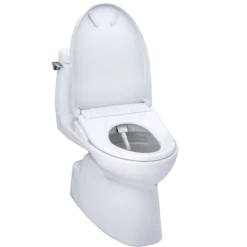 TOTO WASHLET+ Carlyle II 1G One-Piece Elongated 1.0 GPF Toilet with Auto Flush WASHLET+ S7A Contemporary Bidet Seat, Cotton White, Vitreous China|Plastic, MW6144736CUFGA#01