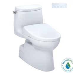 TOTO WASHLET+ Carlyle II 1G One-Piece Elongated 1.0 GPF Toilet and WASHLET+ S7 Contemporary Bidet Seat, Cotton White, Vitreous China|Plastic, MW6144726CUFG#01